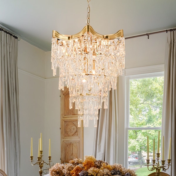 Luxury Large Antique Unique Statement Empire Gold Crystal Chandelier W19.69