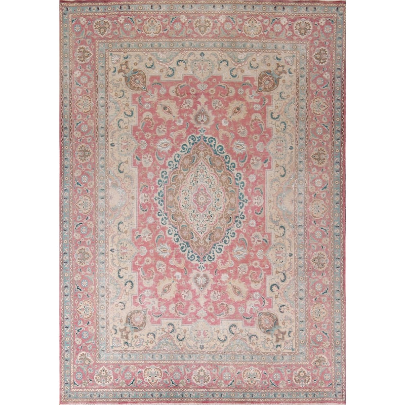 Tabriz Persian Vintage Area Rug Handmade Oriental Wool Carpet - 9'7"x 12'7"