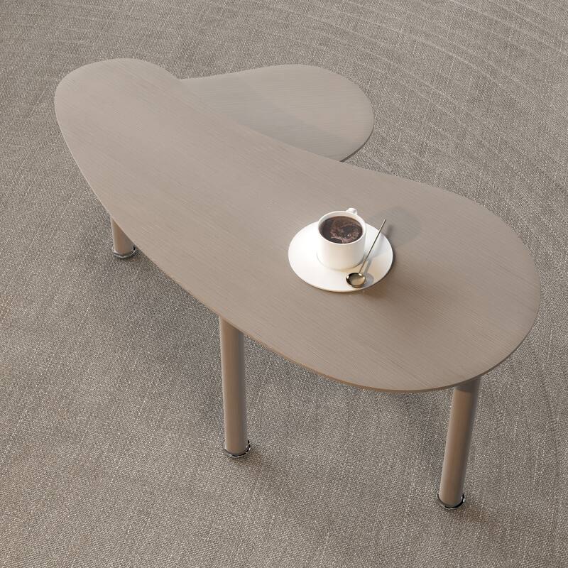 GDFStudio - Eulalia 360 Degree Rotating Nesting Coffee Table Set with Solid Rubberwood Legs