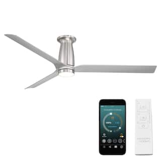 Smooth Indoor or Outdoor 3-Blade 52in Smart Flush Mount Ceiling Fan
