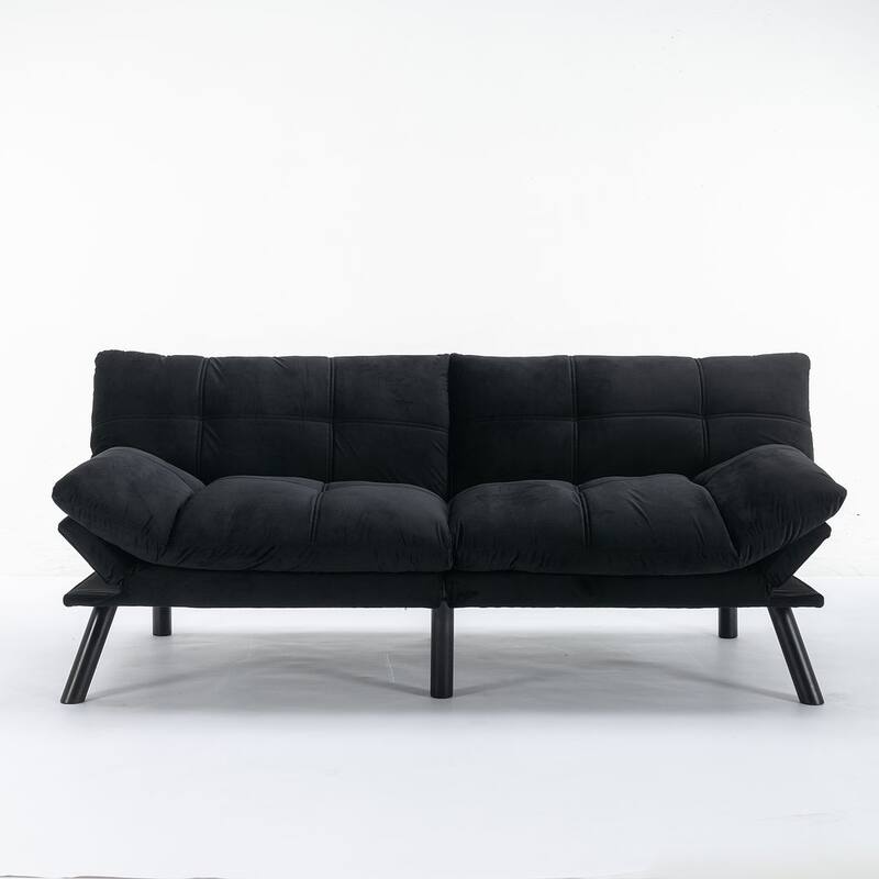 70.87" Futon Sofa Bed, Foam Foldable Couch Convertible Loveseat Sleeper Daybed with Adjustable Armrests for Small Space
