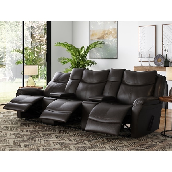 Shop Copper Grove Peqin 3-seat Faux Leather Recliner Sofa ...