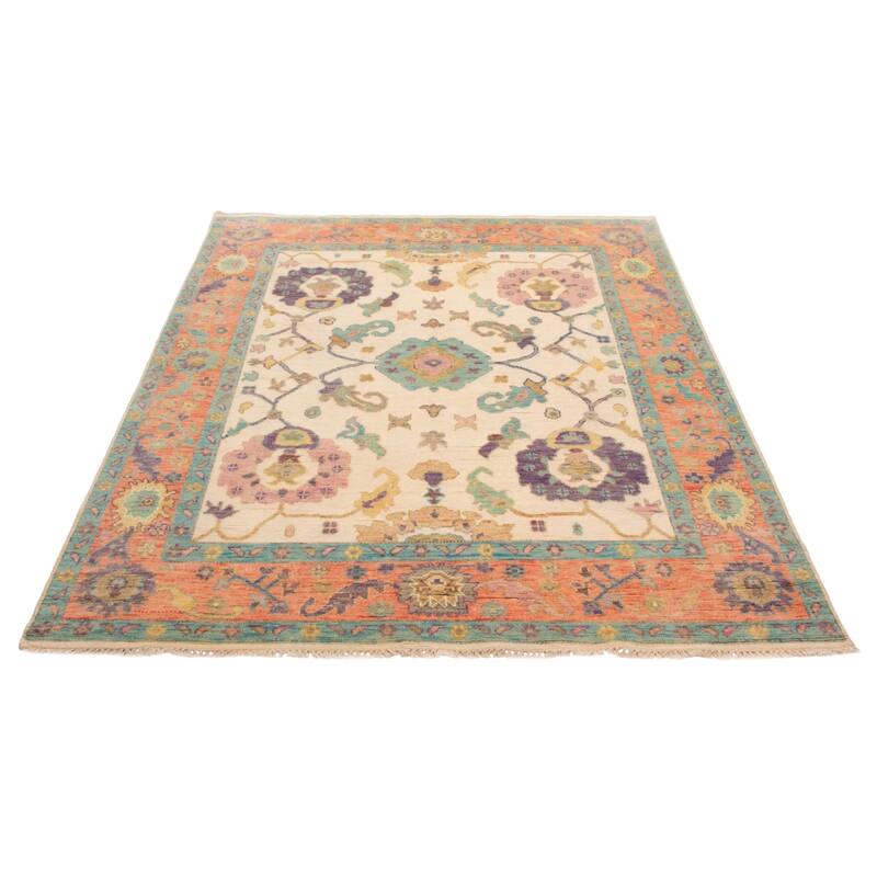 ECARPETGALLERY Hand-knotted Modern Oushak Cream Wool Rug - 7'11 x 9'10