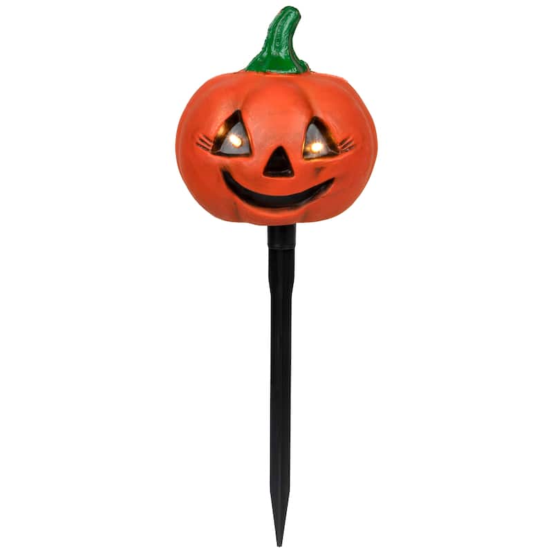 LED Lighted Jack-O-Lantern Outdoor Halloween Pathway Markers - 14.5" - Set of 3