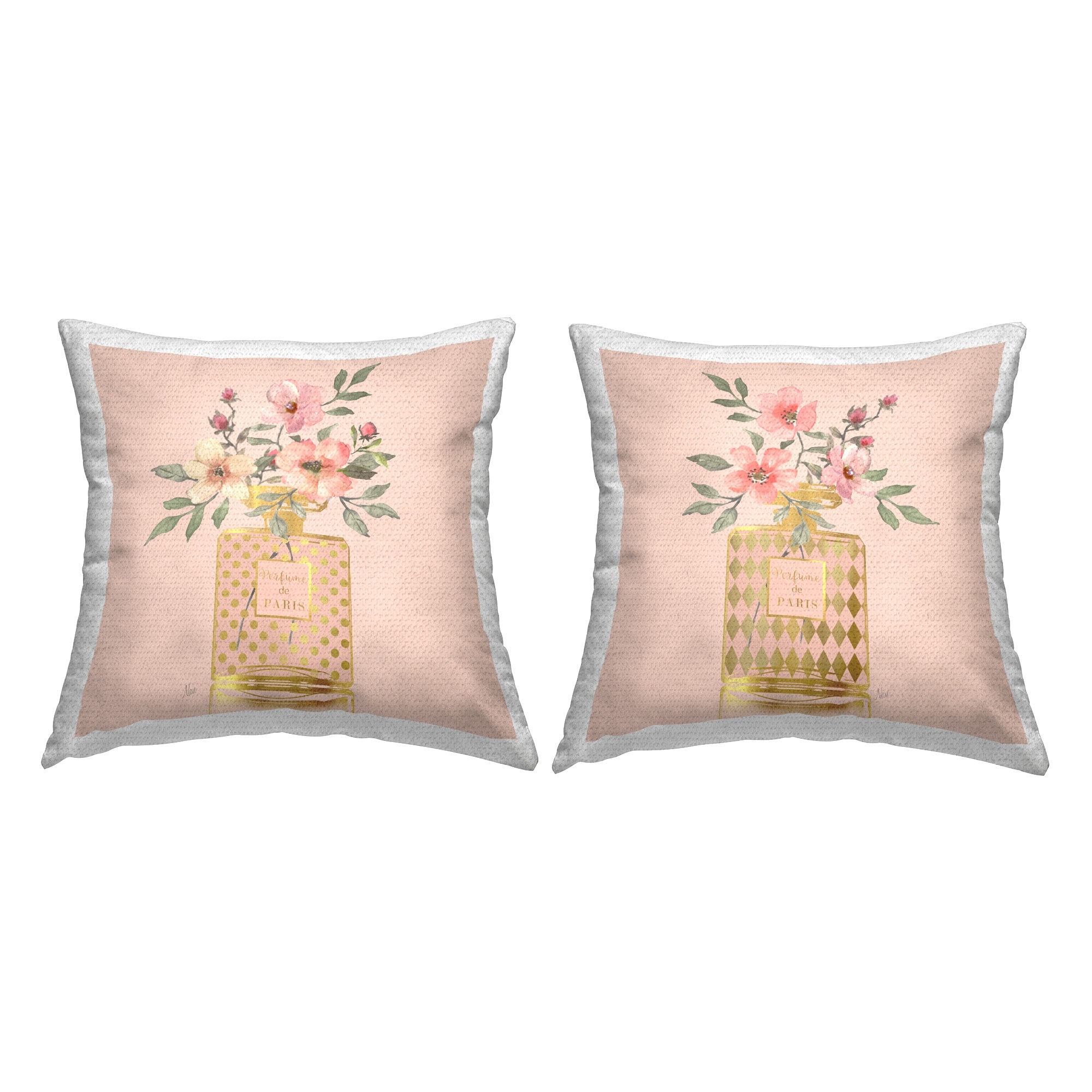 Stupell Cotton Candy Pink Flower Perfume Printed Outdoor Throw Pillow Design by Katrina Craven (Set of 2)