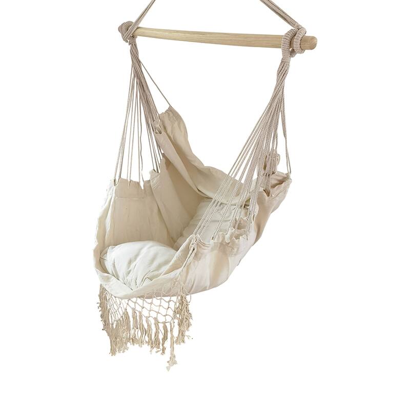 ALEKO Patio Hanging Rope Swing Hammock Chair Side Pocket Supports up to 440 lbs