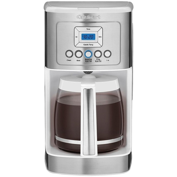 Cuisinart DCC-3200W 14C Glass Carafe with Stainless Steel Handle Programmable Coffeemaker, Stainless & White