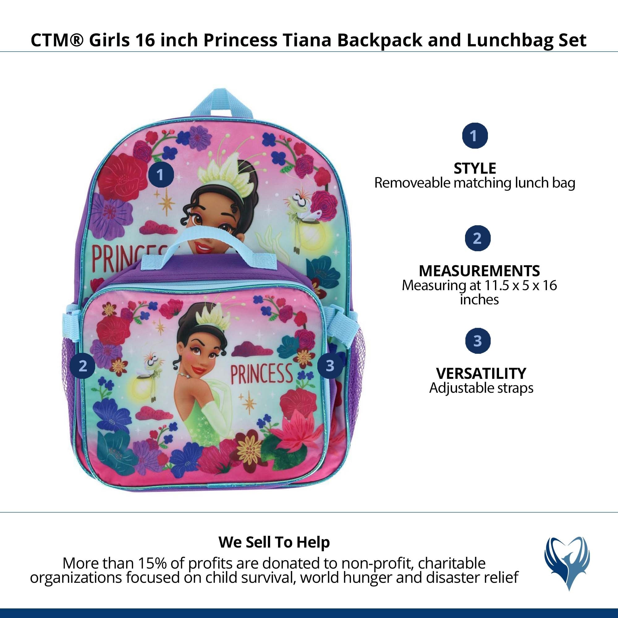 Tiana character backpack boxed lunch nwot Tiana Backpack - Etsy main image 2