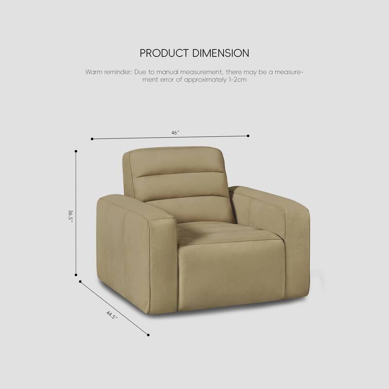 46" W Full-Grain Leather Power Recliner with Zero Gravity, USB & Type-C Charging
