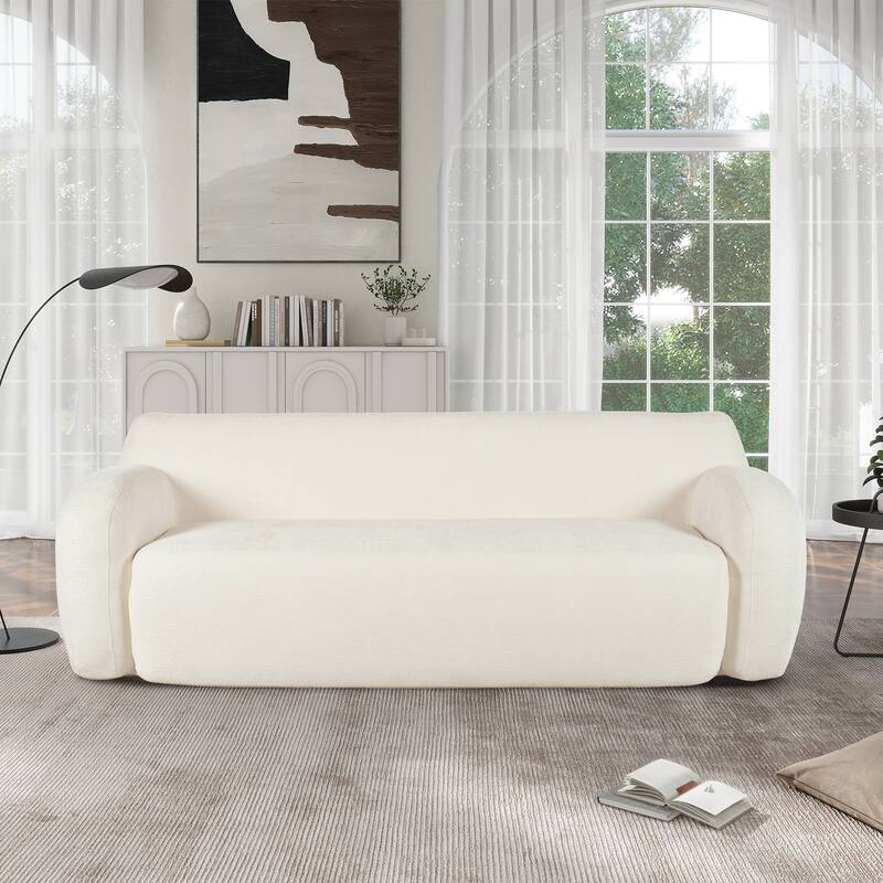 3-Seater Minimalist Compression Sofa, 81.5" Polyester Fabric Casual Sofa for Livingroom Extra Large Curved Sofa