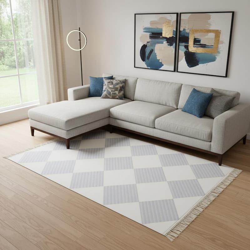 HomeRoots Gingham Modern, Contemporary Rectangle Area Rug - 8' X 10' - 8' X 10'