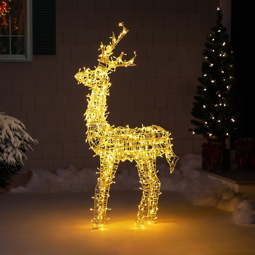 48" White LED Upright Standing Reindeer Christmas Outdoor Decoration