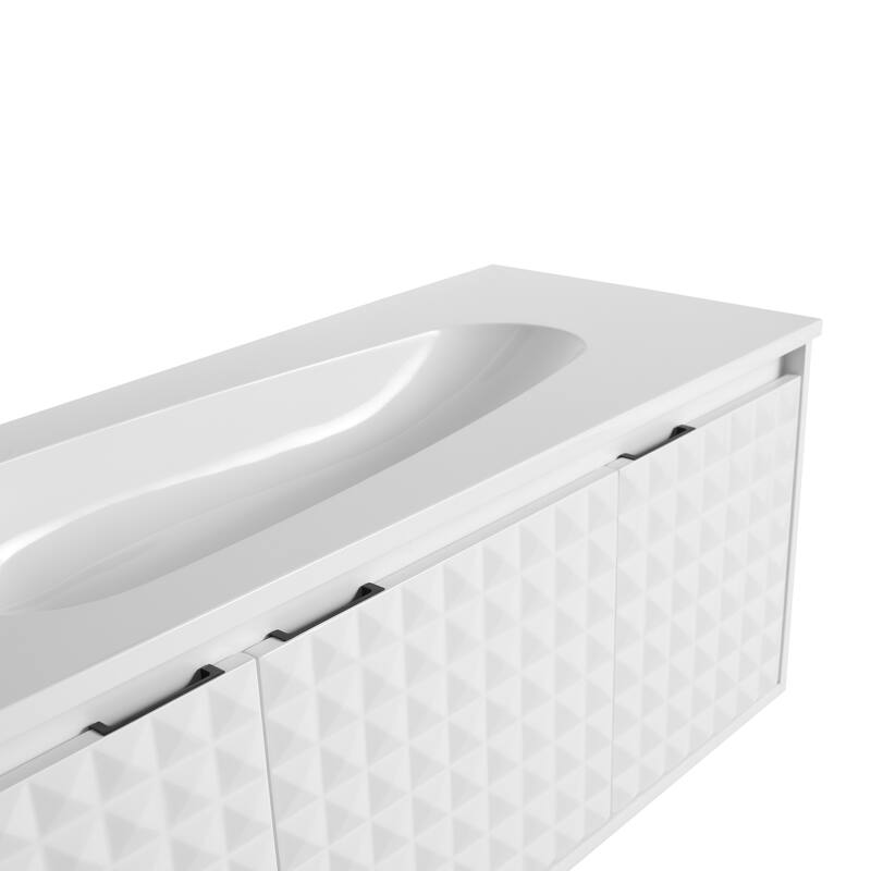 Malwee 24"/30"/36"/48" Floating Bathroom Vanity, Wall Mounted Bathroom Vanity with Resin Top,Soft Close Doors