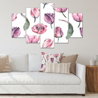 Designart "Gentle Pink Tulip Flowers" Traditional Canvas Wall Art Print ...