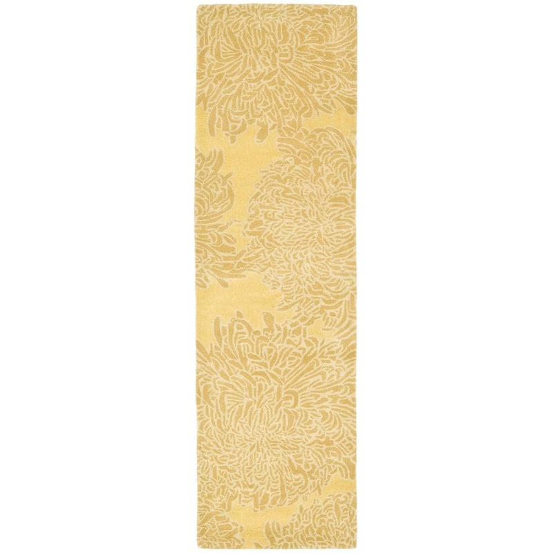 Martha Stewart by SAFAVIEH Chrysanthemum Wool Rug - 2'3" x 8' Runner - Malted
