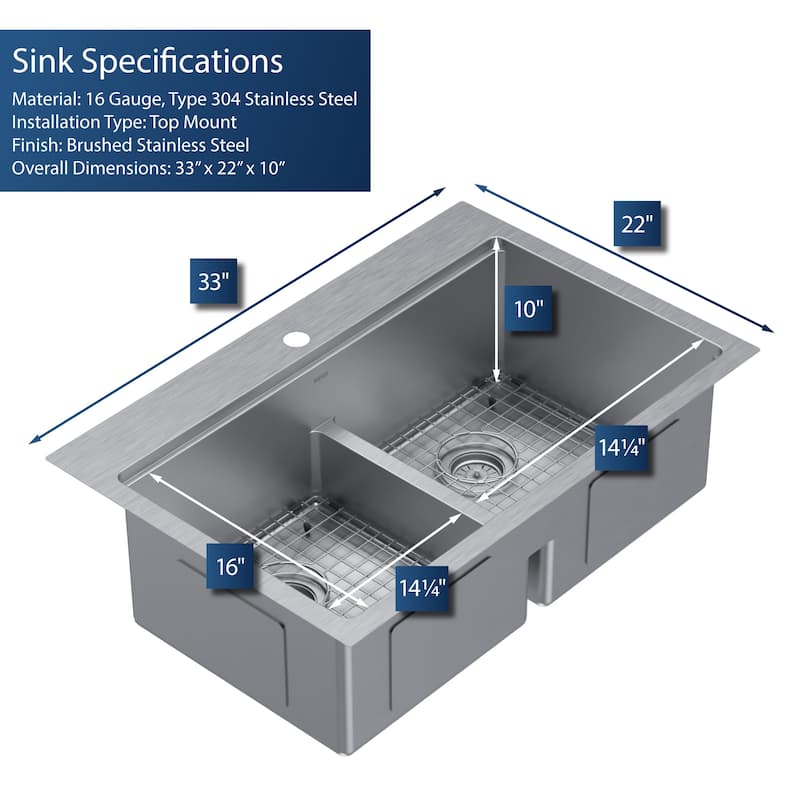 Karran USA WST-28-PK1 Elite Workstation 33" Drop In Double Basin