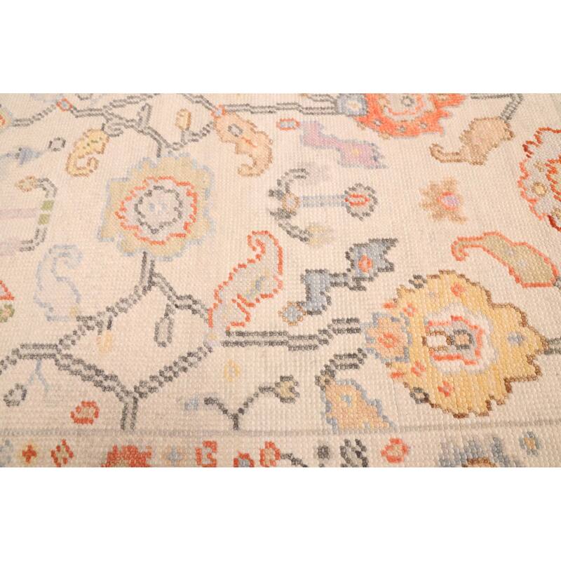 ECARPETGALLERY Hand-knotted Modern Oushak Ivory Wool Rug - 2'6 x 8'0