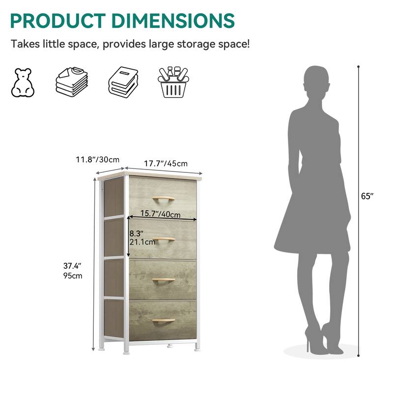 Modern Wide Dresser Storage Tower with 4 Drawers