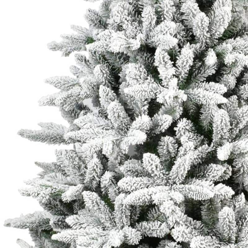 HomeRoots 7' Green And White Full Flocked Spruce Christmas Tree