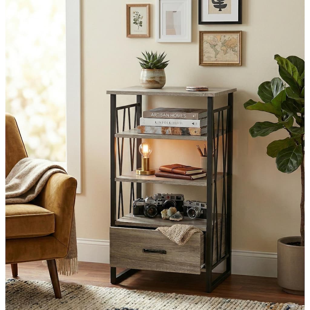 Simple Living Seneca XX 3-shelf Grey/ Black Pier with Drawer