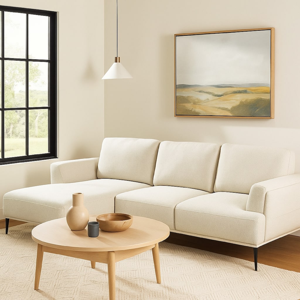 Batty Large L Shaped Sectional Chaise Sofa, Beige Chenille, Adjustable
