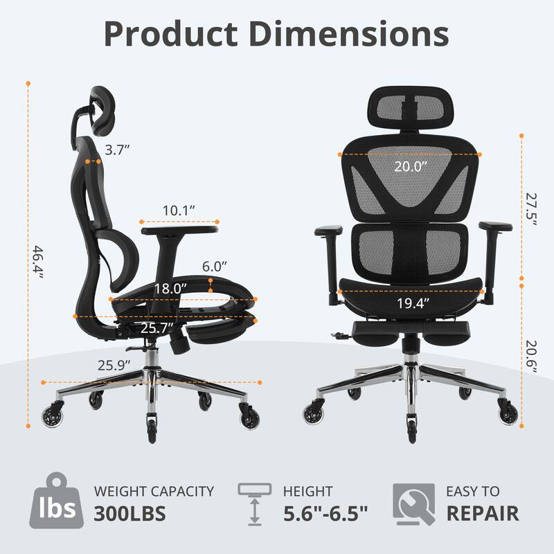 Multi-Functional Ergonomic Office Chair w/Adjustable Support&Hidden Footrest