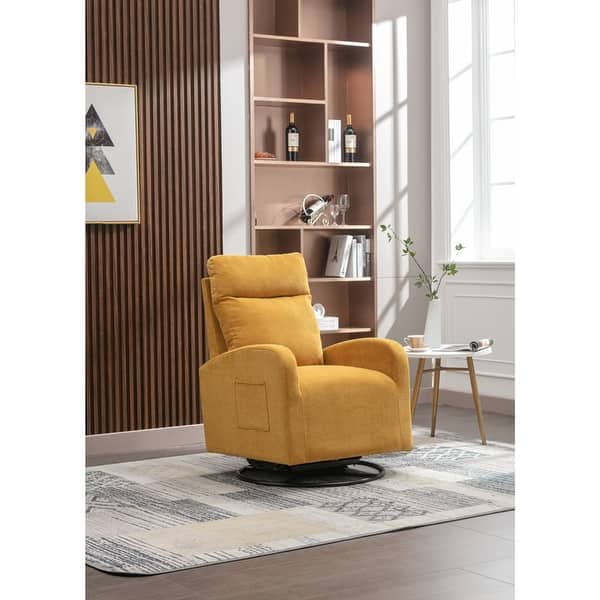 slide 2 of 16, Upholstered Recliner Swivel Glider with Side Bag Yellow