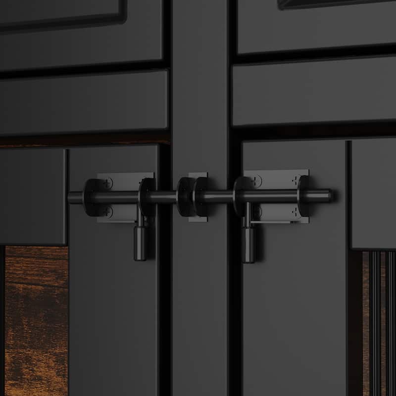 Furniture Style Double Dog Crate with Drawers, 64.6" Wooden Pet Kennel End Table, Removable Divider, Heavy Duty Metal Bars