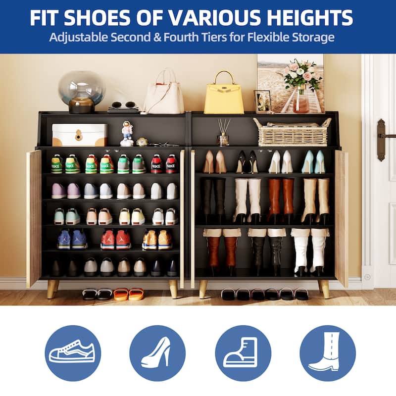 Moasis 20 Pairs Shoe Storage Cabinet for Entryway Shoe Rack Organizer