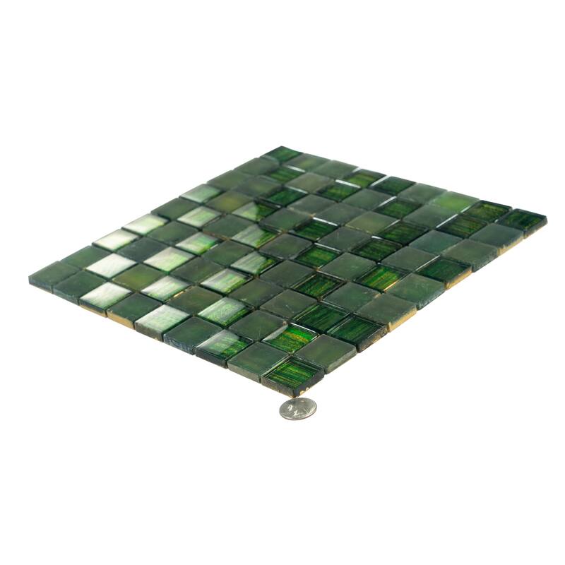 Apollo tile 11" x 11" Nirvana Glossy Matte Emerald Green Glass Tile (4.43 sq ft/case) - 5 Pack