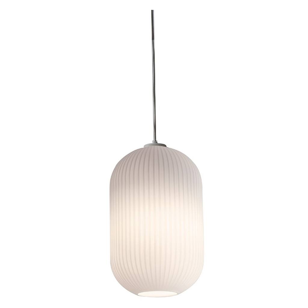 AFX Callie 15-inch White Pendant, Frosted Ribbed White Glass Shade