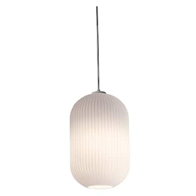 Callie 5-inch White Pendant, Frosted Ribbed White Glass Shade