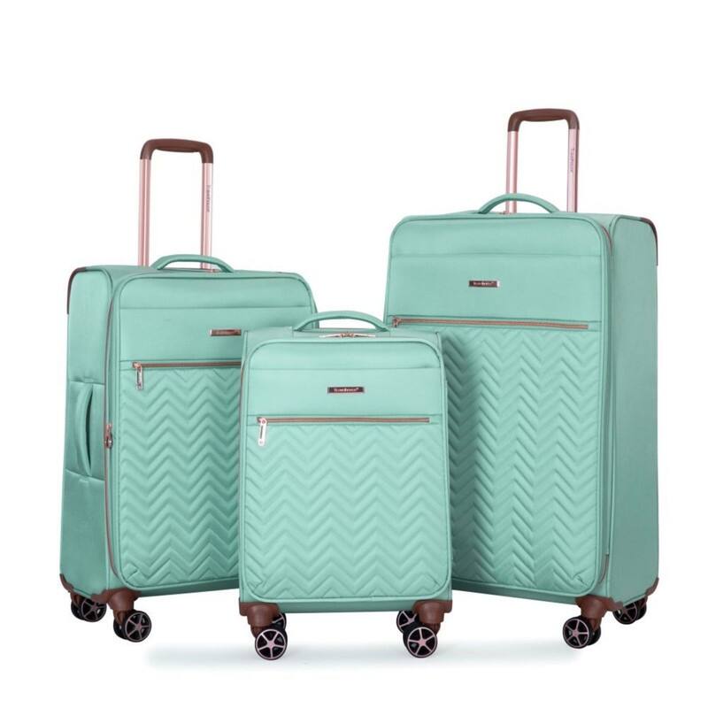4-Piece Softshell Suitcase Terylene Luggage Sets with Spinner Wheels,Green