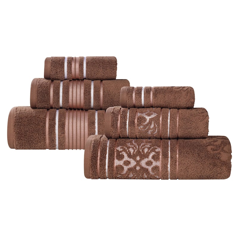 Superior Sadie Zero Twist Cotton Solid and Floral 6 Piece Towel Set