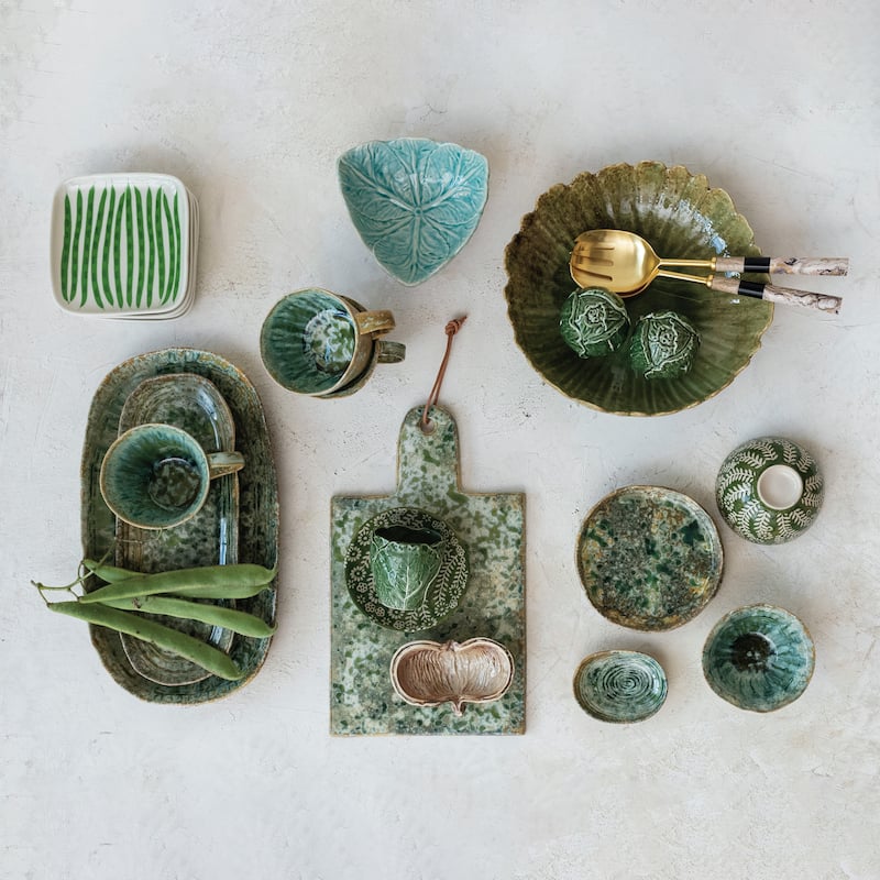 Stoneware Plate with 4 Vegetable Styles - 5.9"L x 5.8"W x 0.8"H