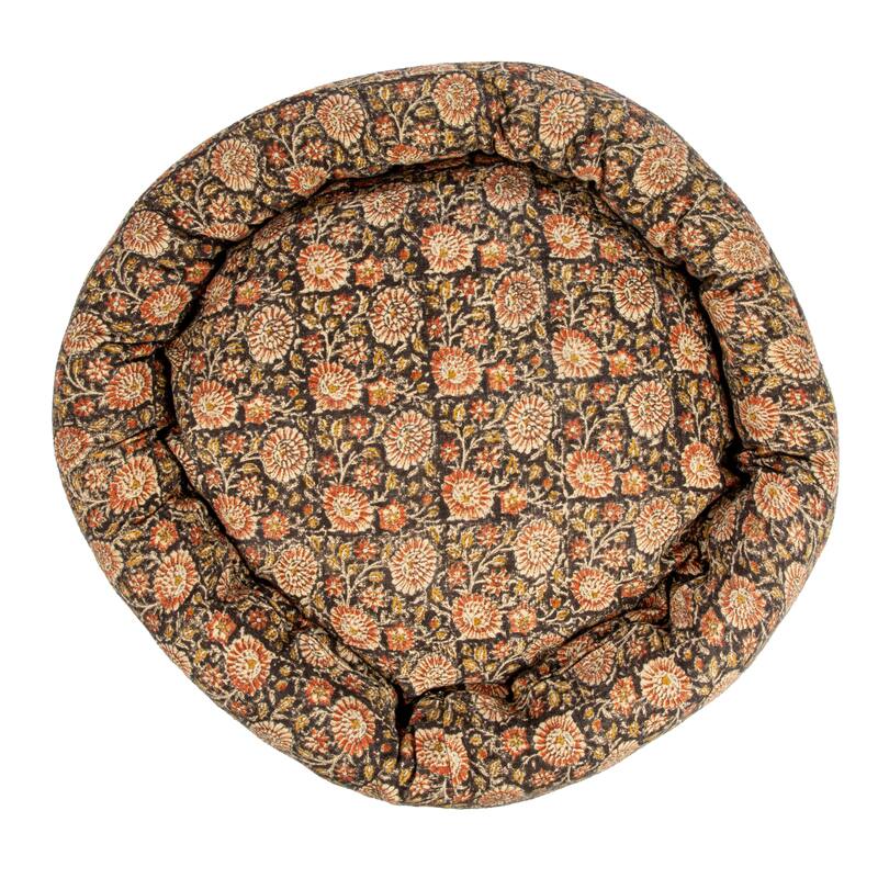 Cotton Slub Pet Bed with Floral Pattern