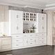 preview thumbnail 2 of 13, Multi-Functional White Kitchen Storage Cabinet with Drawers and Glass Doors, MDF & Metal Hardware