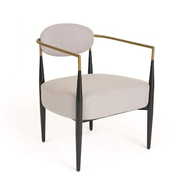 Modrest Liberty Modern Beige Fabric & Black & Gold Accent Chair