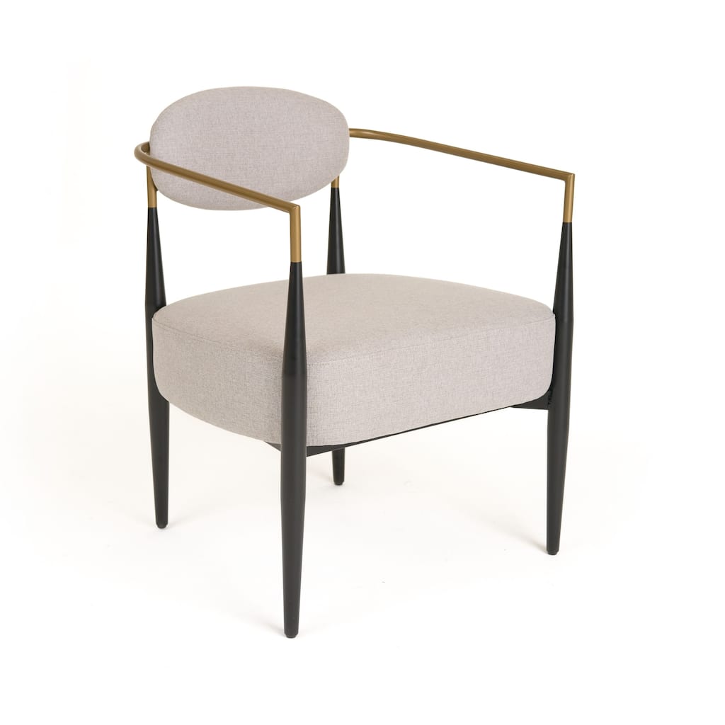 Modrest Liberty Modern Beige Fabric & Black & Gold Accent Chair