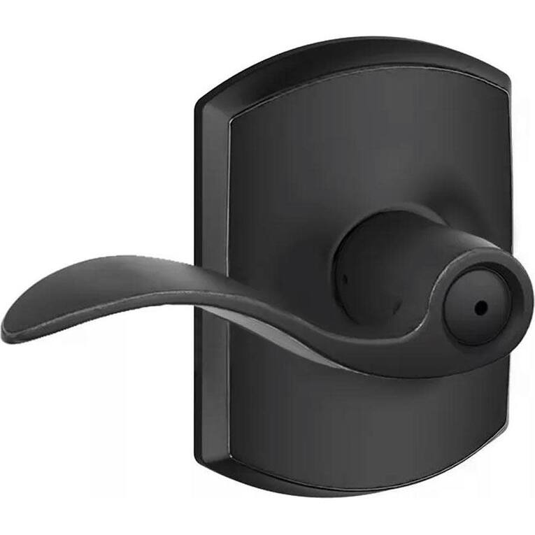 Schlage Accent Privacy Door Lever Set with Decorative Greenwich Trim - Matte Black