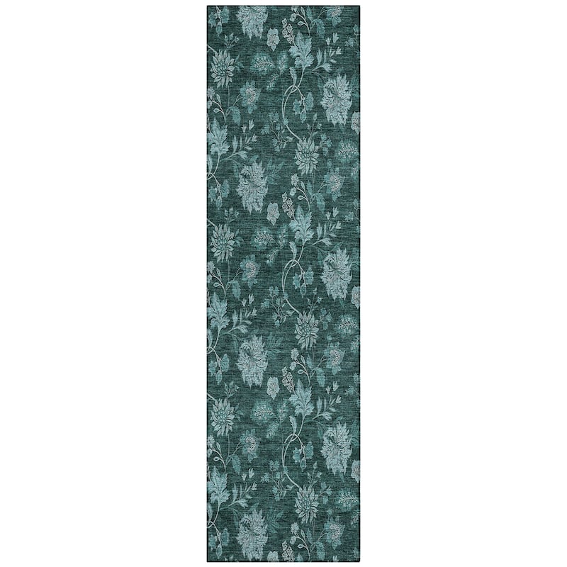 Machine Washable Indoor/ Outdoor Chantille Floral Farmhouse Rug