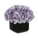 preview thumbnail 19 of 31, Faux Hydrangea in Small Black Cube Ceramic Vase Lavender