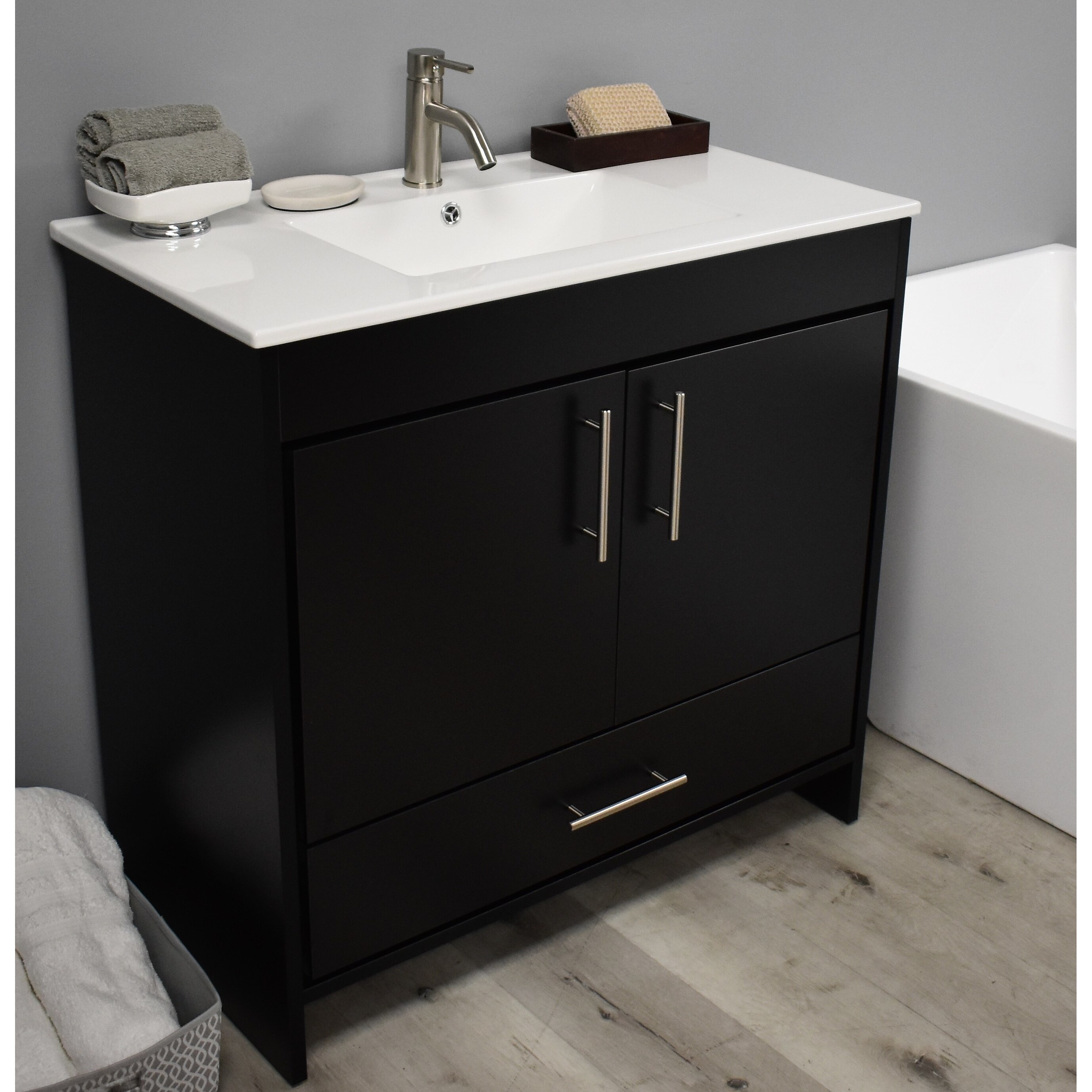 Shop Volpa Usa Pacific 36 Inch Freestanding Bathroom Vanity In Black Set Overstock 32169513