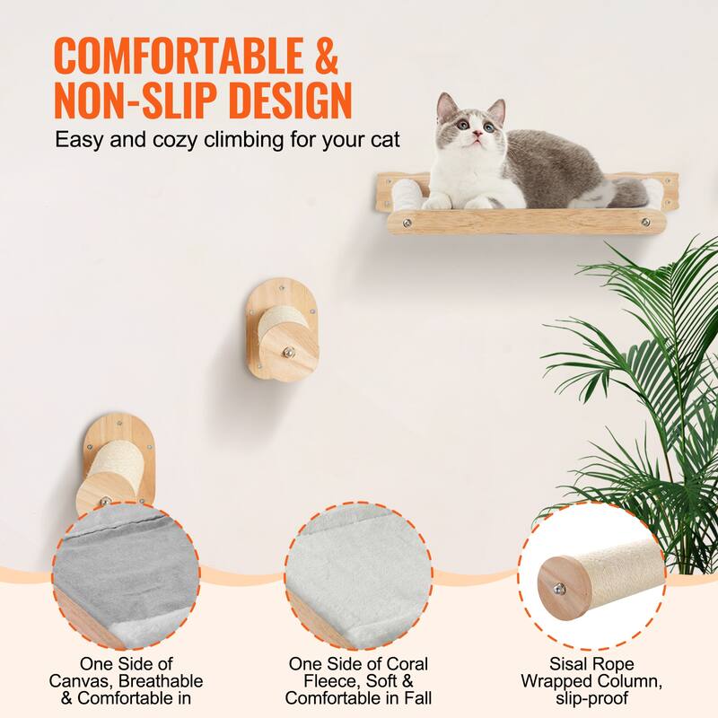 Wall Mounted Cat Shelves, Cat Wall Shelves and Perches with Jumping Boards, Hammock, Sofa, Cat Tree & Cat Grip