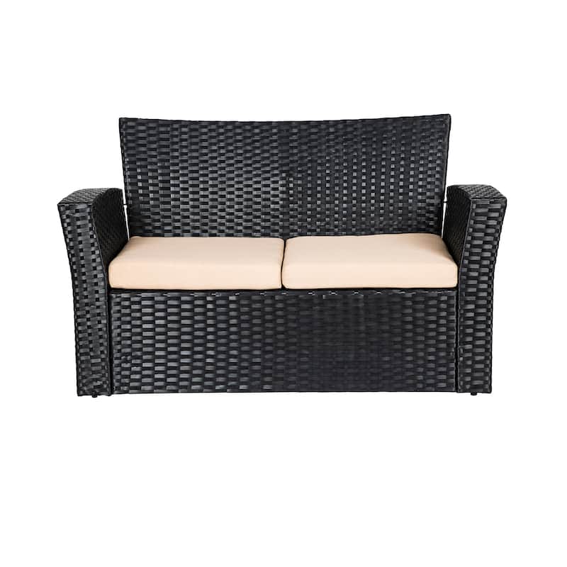 Grandview 4-piece Black Wicker Outdoor Patio Conversation Set