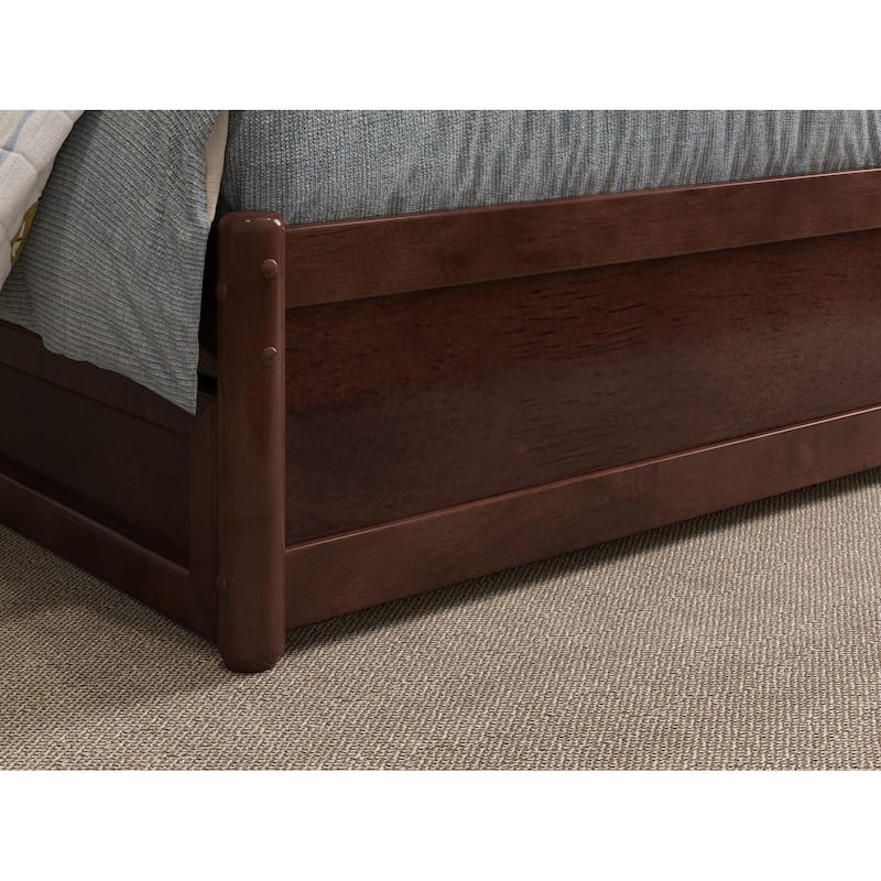 Island Interiors Twin Platform Bed with Trundle - Walnut Finish, Modern Design, Space Saving