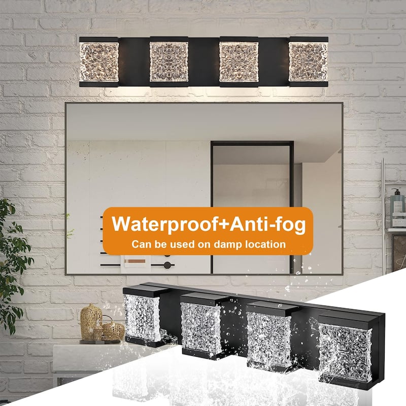 25" 4-Light LED Vanity Light with Crystal Glass