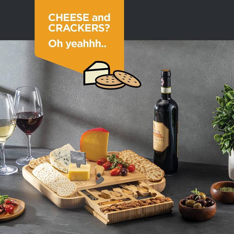 Charcuterie Board Gift Set – Bamboo Cheese Board Set with Knives, Perfect Gift for Housewarming, Wedding Gifts, and Birthdays