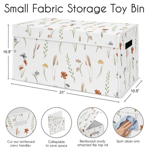 Sweet Jojo Designs Boho Floral Garden Flower Girl Kids Fabric Toy Bin Storage- Watercolor Bohemian Farmhouse Vintage Shabby Chic