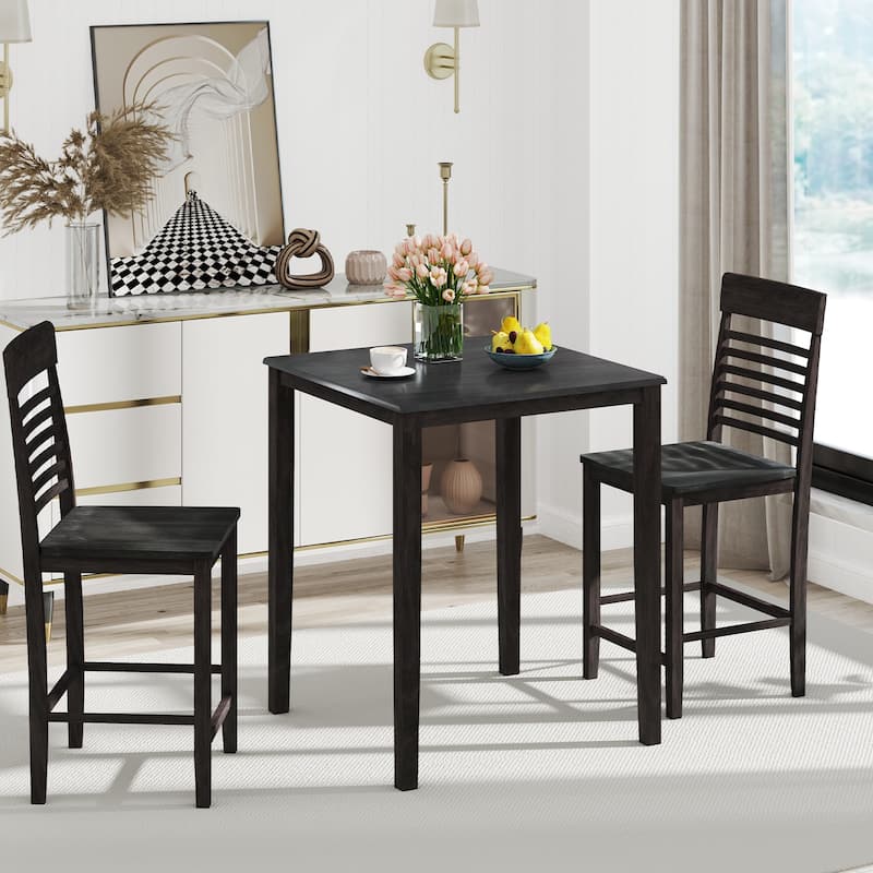 Gymax 5 PCS Counter-Height Dining Table Set for 4 Square Kitchen Table